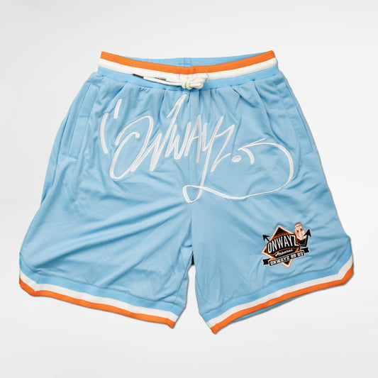 Graffiti Logo Basketball Shorts - Blue