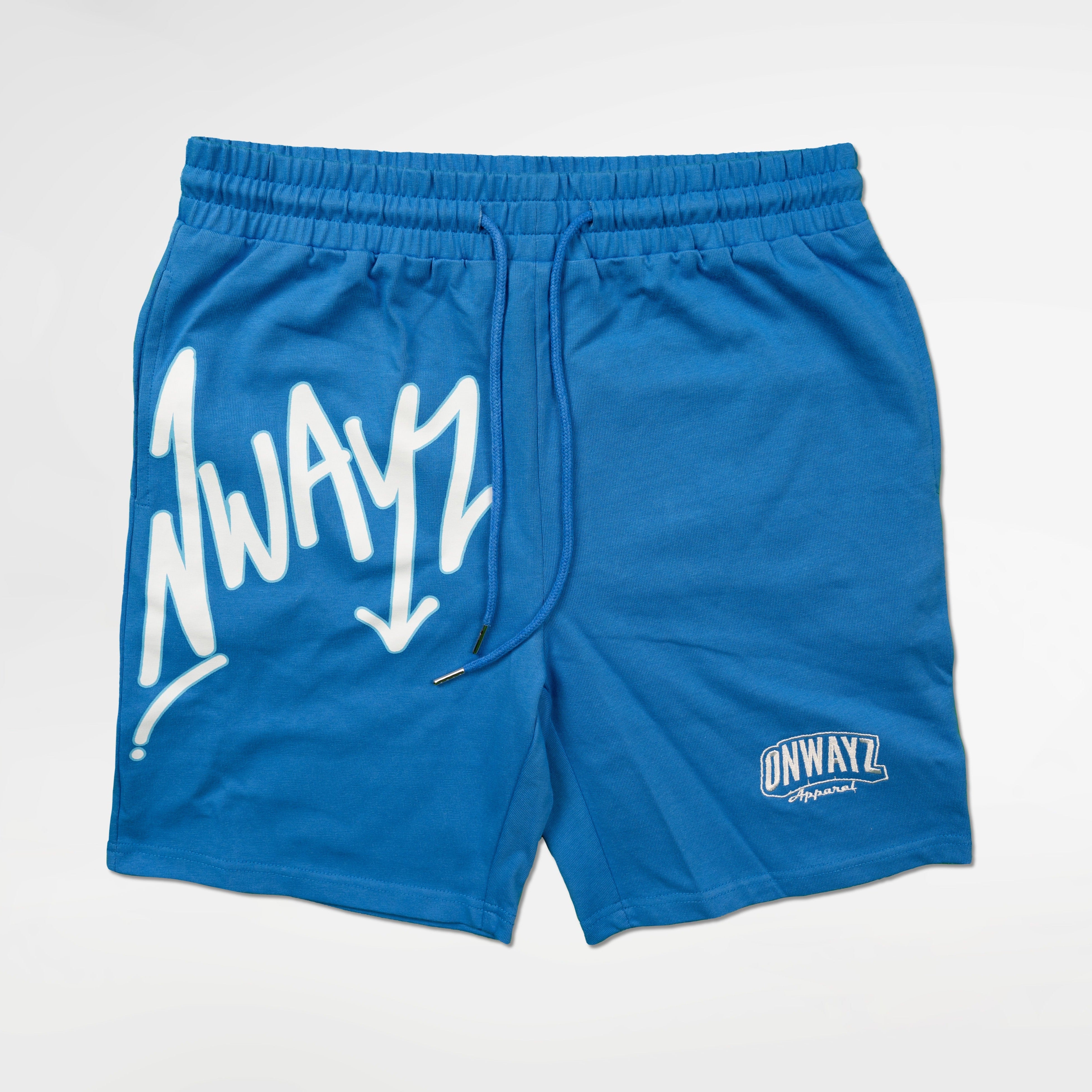 Signature Script Shorts - Blue – Onwayz Apparel