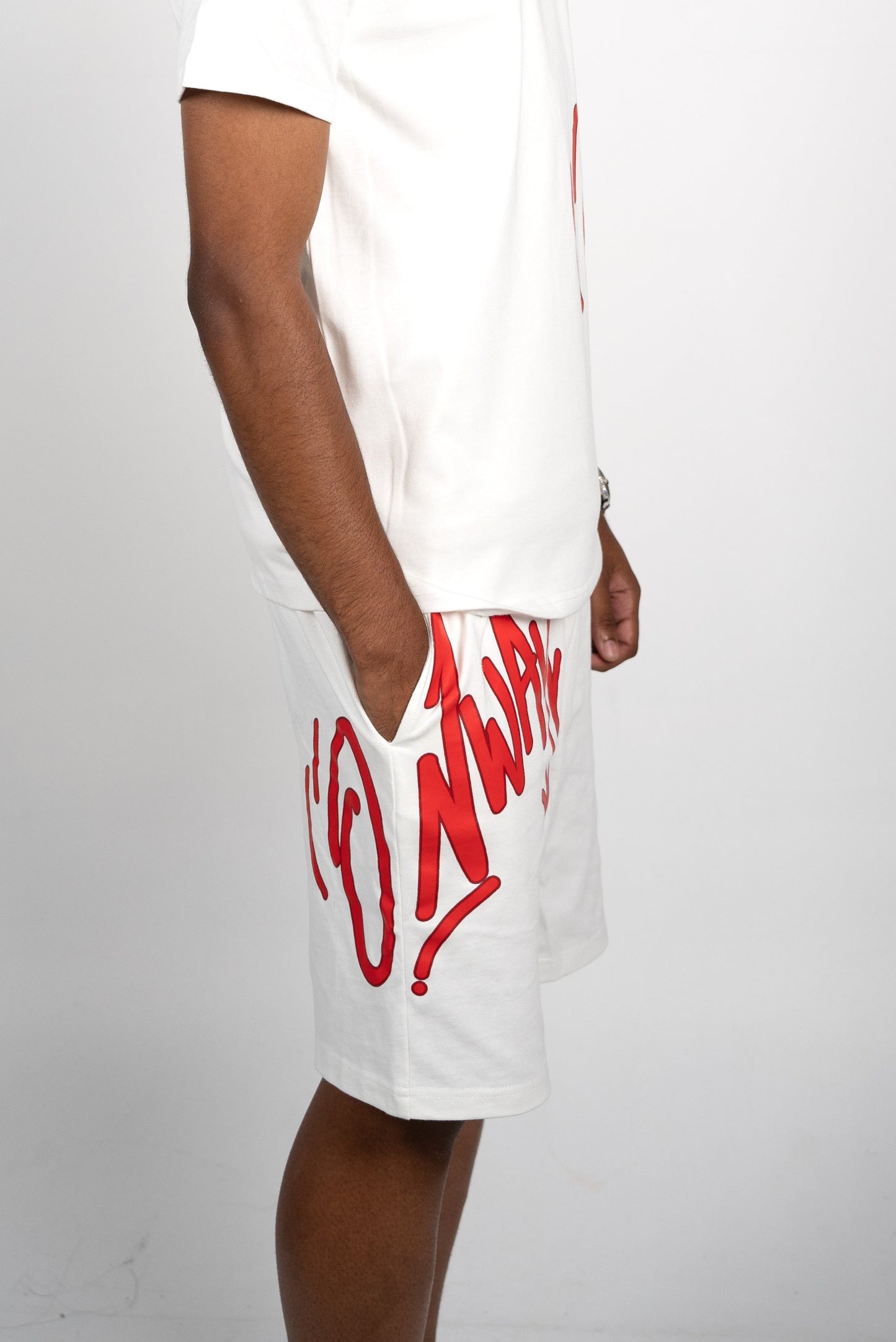 Signature Script Shorts - White Red