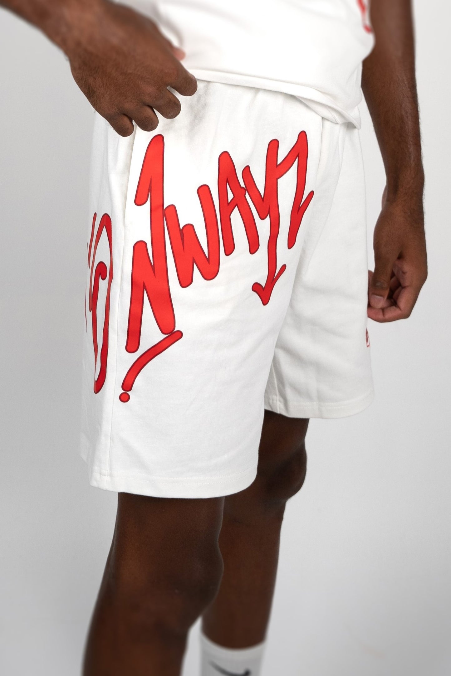 Signature Script Shorts - White Red