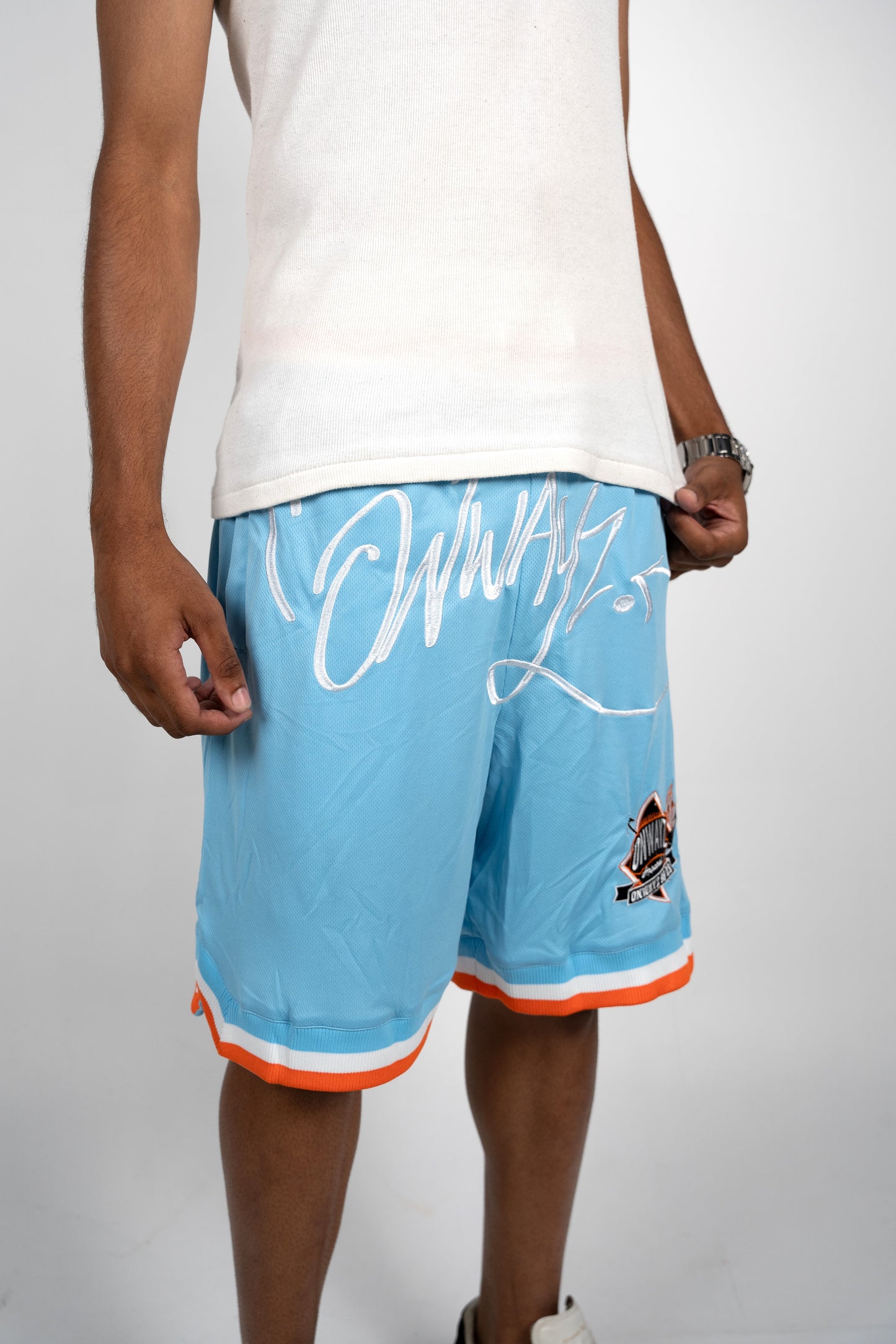 Graffiti Logo Basketball Shorts - Blue