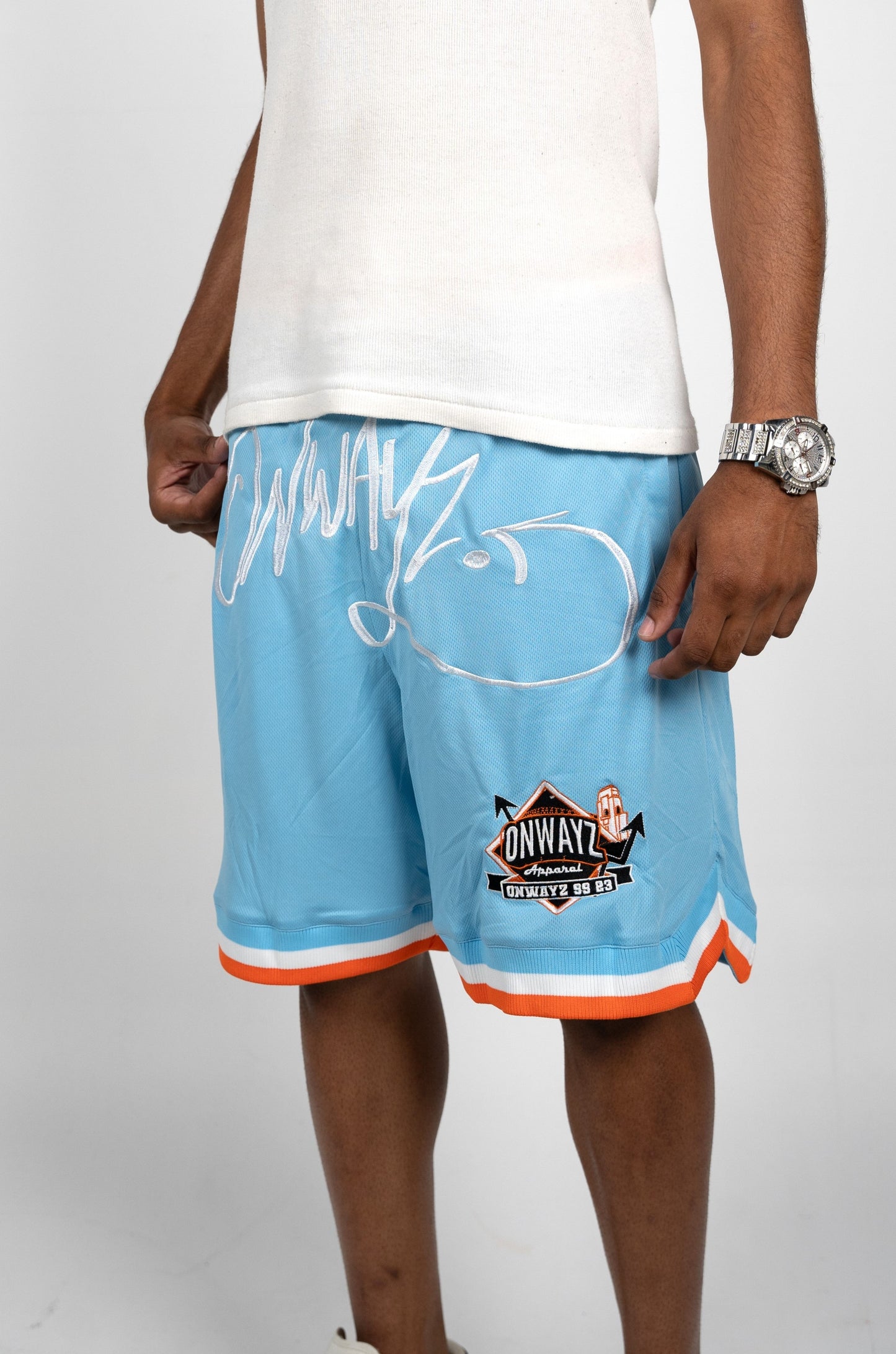 Graffiti Logo Basketball Shorts - Blue