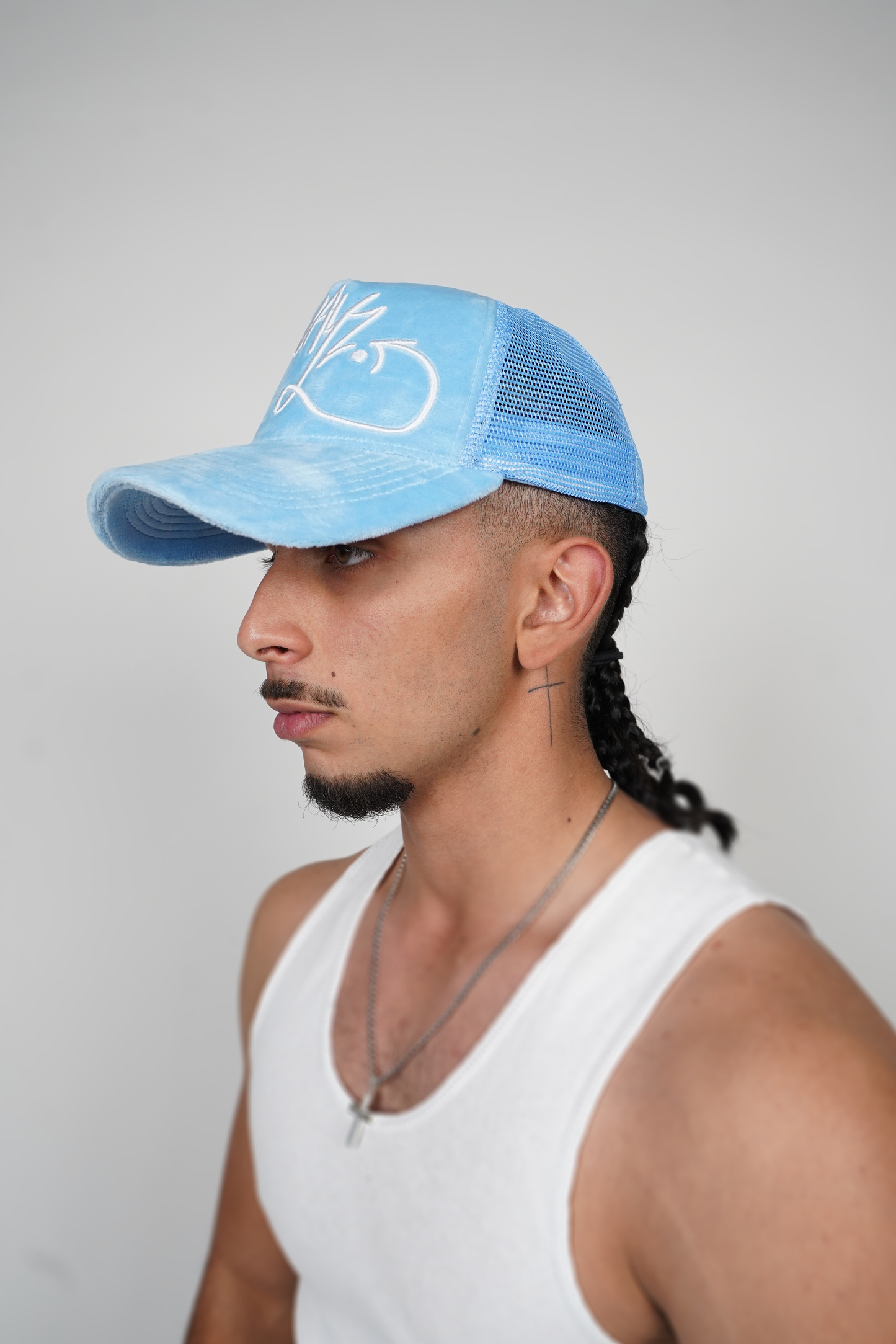 Velvet Trucker Cap- Blue