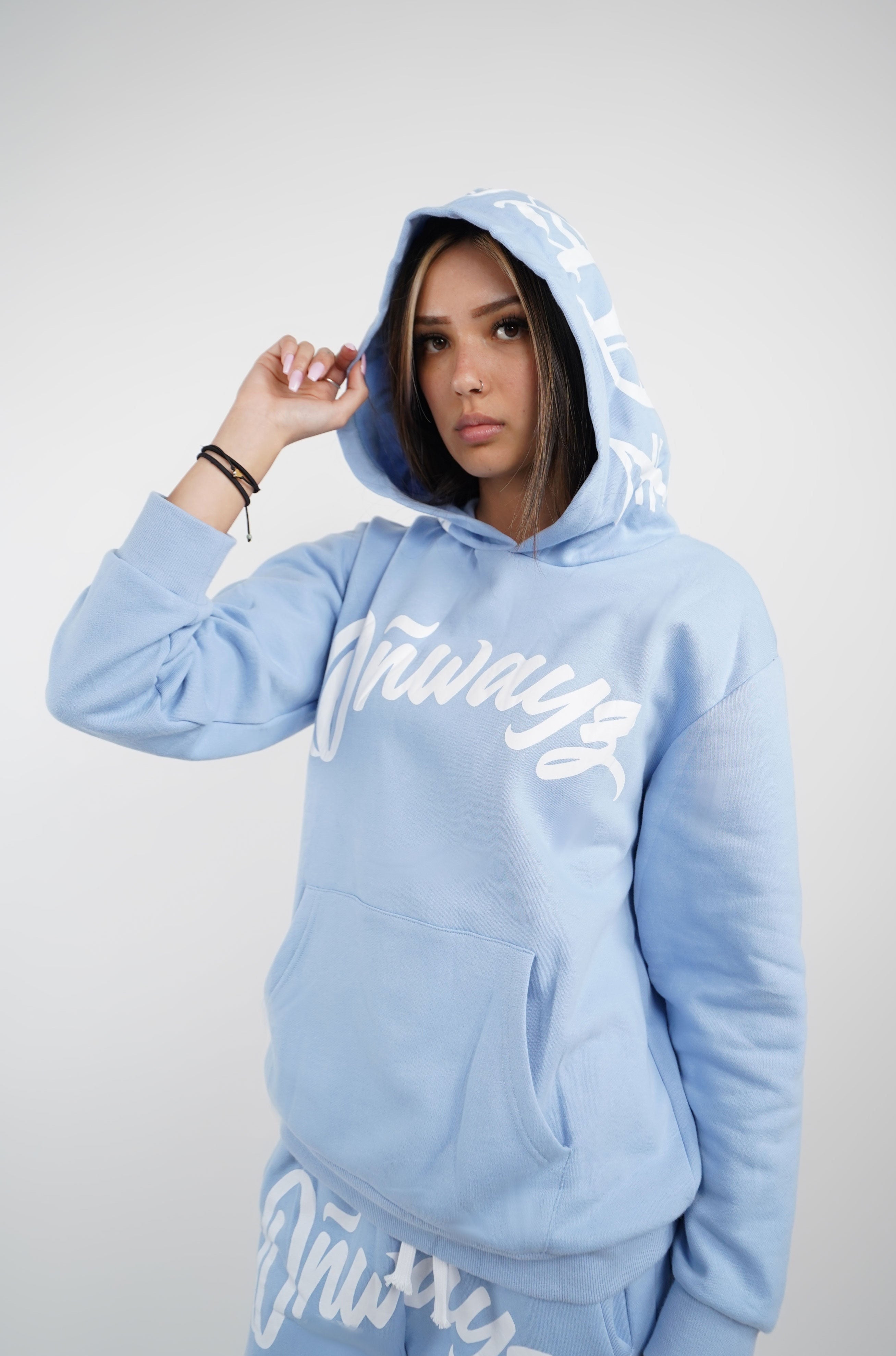 Baby blue zip hot sale up hoodie